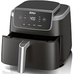 Ninja Air Fryer Pro 4-in-1 with 5 QT Capacity, Air Fry, Roast, Reheat, Dehydrate, Air Crisp Technology with 400F for hot, 120 Volts, Nonstick Basket & Crisper Plate, Grey, AF141