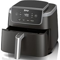 Ninja Air Fryer Pro 4-in-1 with 5 QT Capacity, Air Fry, Roast, Reheat, Dehydrate, Air Crisp Technology with 400F for hot, 120 Volts, Nonstick Basket & Crisper Plate, Grey, AF141