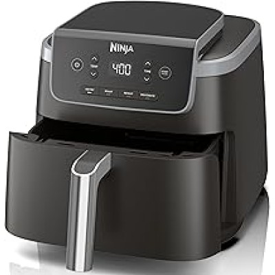 Ninja Air Fryer Pro 4-in-1 with 5 QT Capacity, Air Fry, Roast, Reheat, Dehydrate, Air Crisp Technology with 400F for hot, 120 Volts, Nonstick Basket & Crisper Plate, Grey, AF141