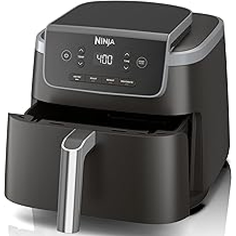 Ninja Air Fryer Pro 4-in-1 with 5 QT Capacity, Air Fry, Roast, Reheat, Dehydrate, Air Crisp Technology with 400F for hot, 120 Volts, Nonstick Basket & Crisper Plate, Grey, AF141